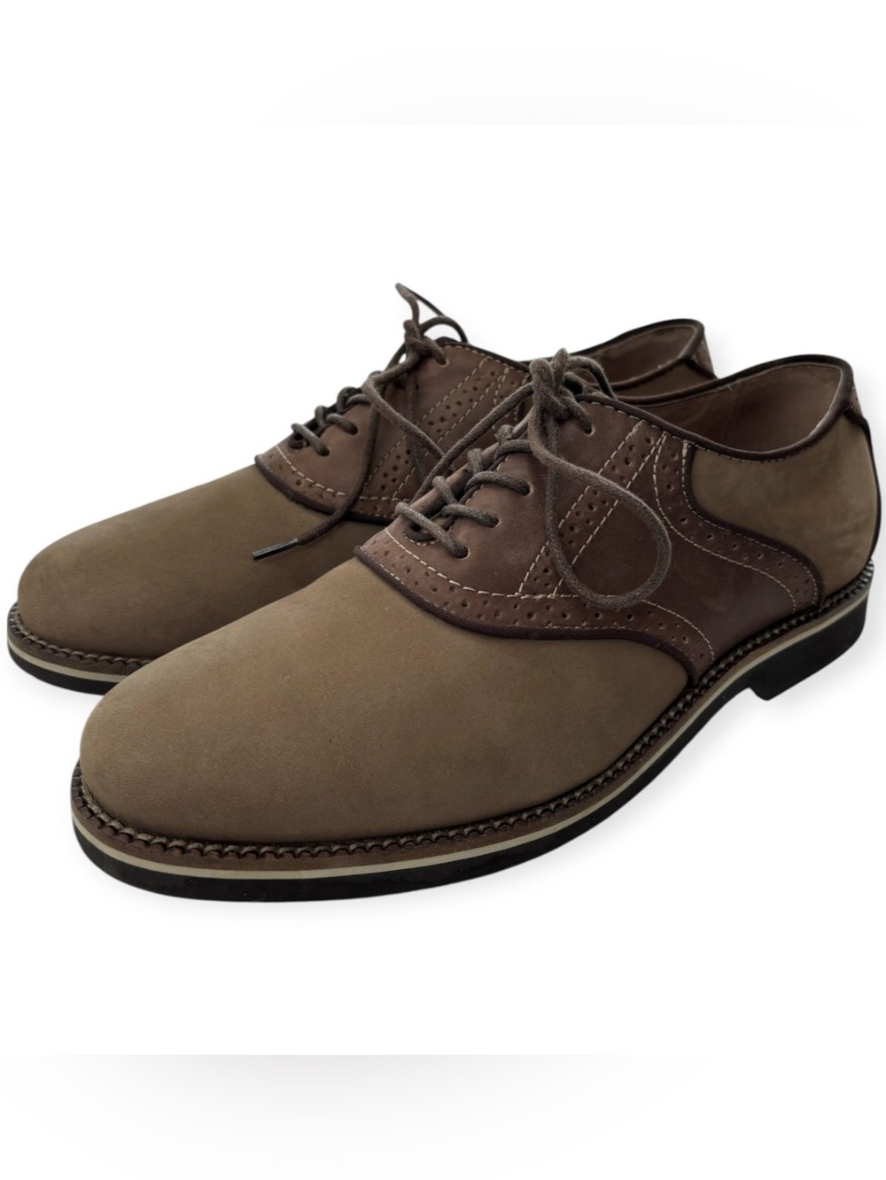 G.H. Bass Burlington Saddle Oxford Shoe Sz 8.5 D Lace Up Two Tone Brown Leather